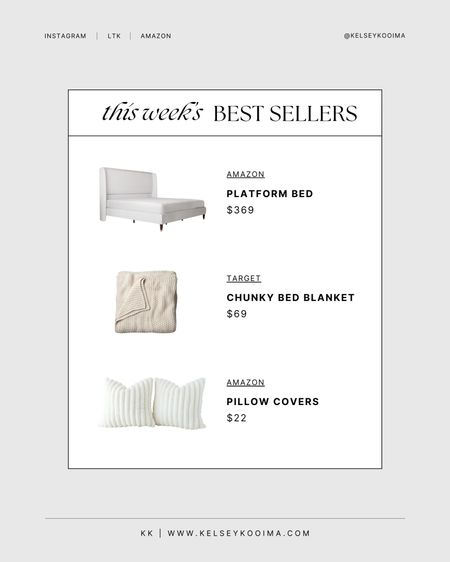 This week’s best sellers in my home!

White bed, Amazon bed, chunky knit bed blanket, Target home decor, Amazon pillow covers, neutral bedroom, white bedding, neutral bedding

#LTKsalealert #LTKhome #LTKfindsunder50