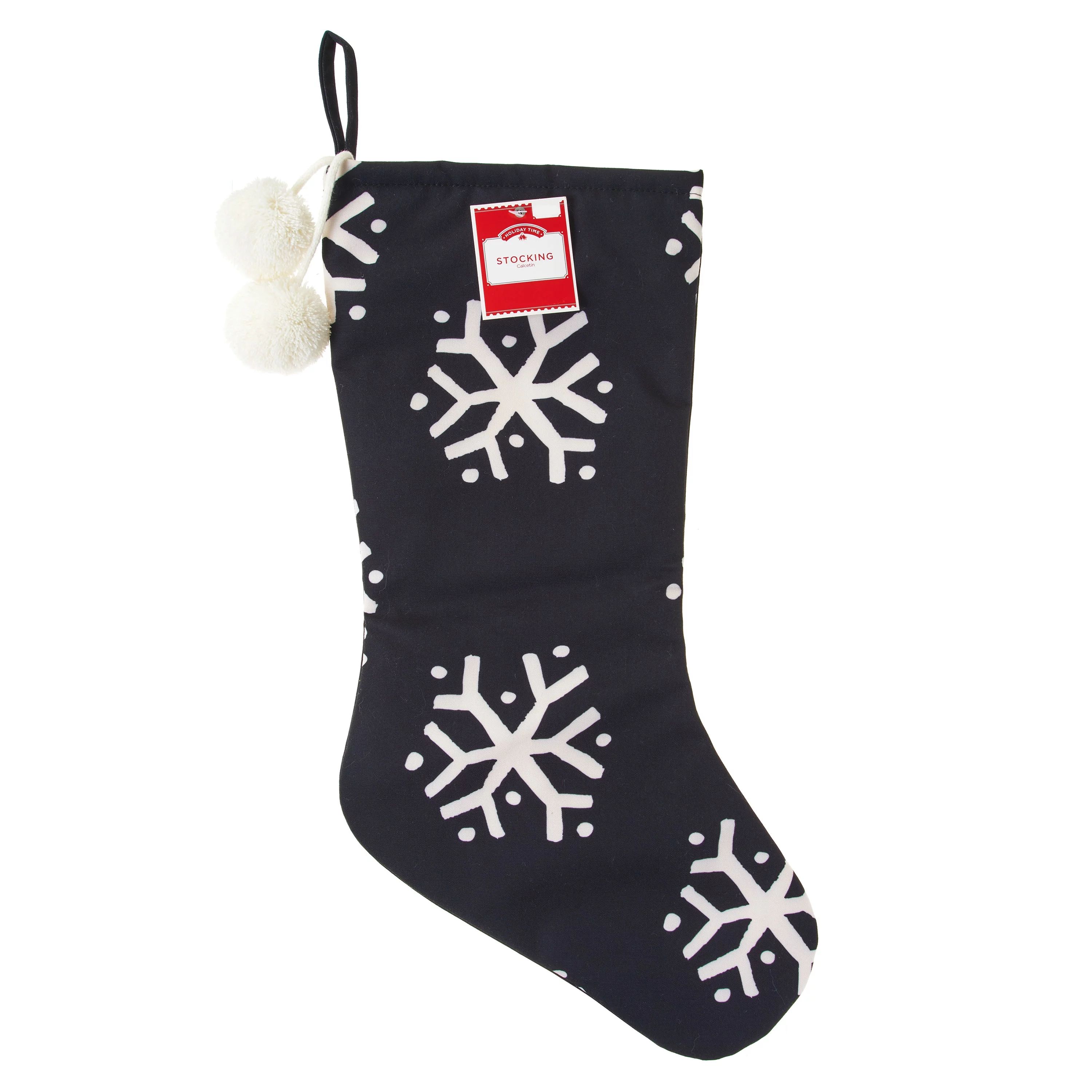 Holiday Time Clearly Christmas Black and White Snowflake Christmas Stocking, 18.75-Inch - Walmart... | Walmart (US)