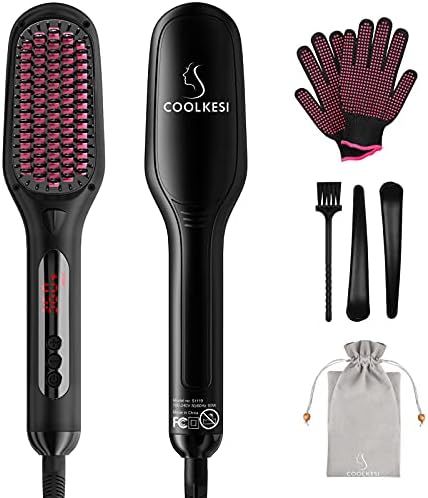 Ionic Hair Straightener Brush by COOLKESI, 30s Fast MCH Ceramic Heating Hair Straightening Brush ... | Amazon (US)