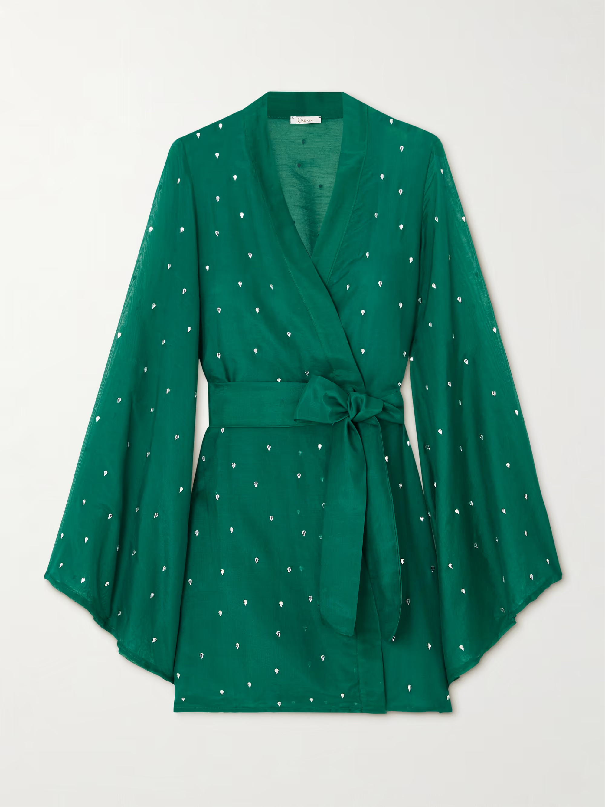OSÉREEBelted crystal-embellished cotton and silk-blend kaftan | NET-A-PORTER (US)