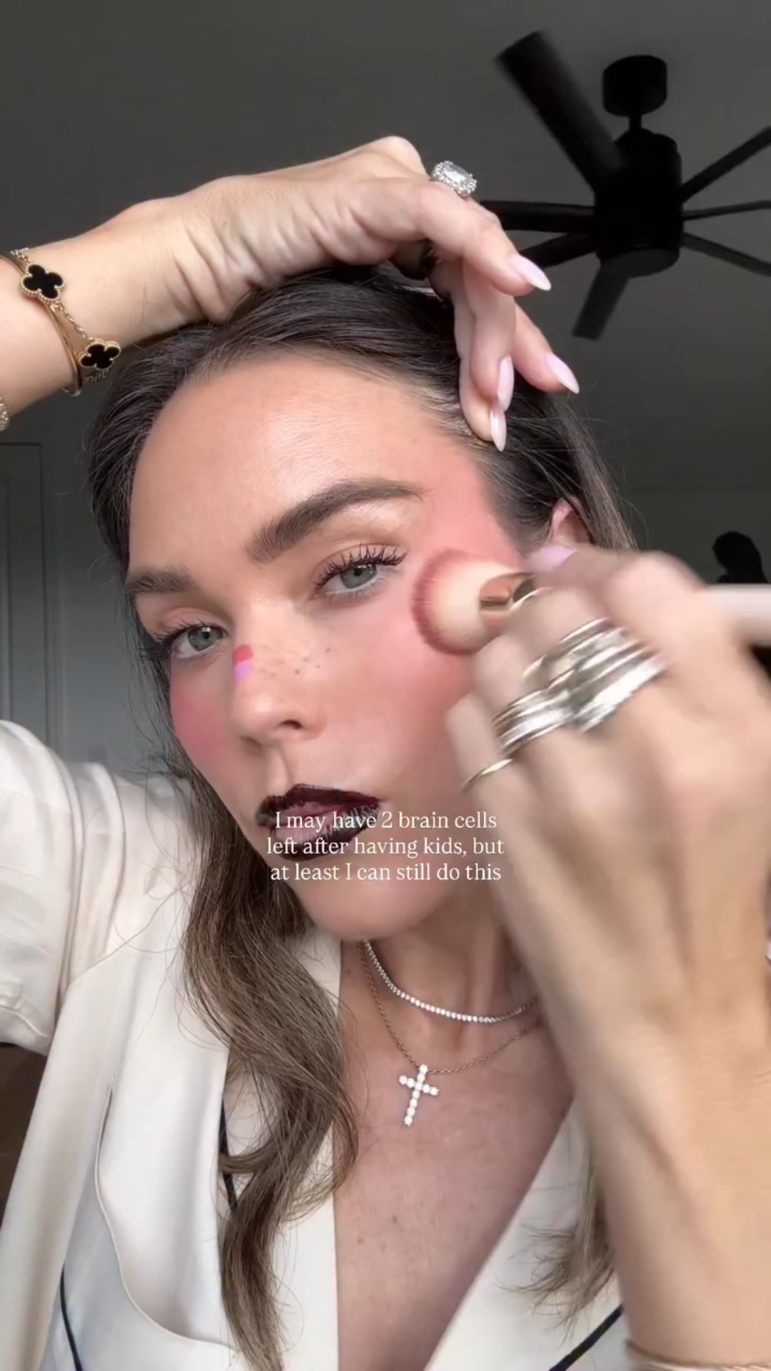 Makeup of the day and true story 

Products 
@hudabeauty Huda beauty blush filter in strawberry cream and ube cream 
@charlottetilbury Charlotte tilbury setting powder from the Hollywood instant look in a palette 
@urbandecaycosmetics all nighter dewy setting spray 
@guccibeauty Gucci true pink blush 
@diorbeauty Dior bronzer 20 medium matte 
@sacheubeauty lip liner stain (tysm @haileygerrans for the color recommendation!!) in p-inked
@tomfordbeauty tom ford lip gloss

#LTKgrwm #LTKmomlife #LTKBeauty