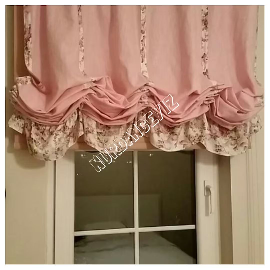 Shabby Chic Home-pink Linen Balloon Valance French Country - Etsy | Etsy (US)
