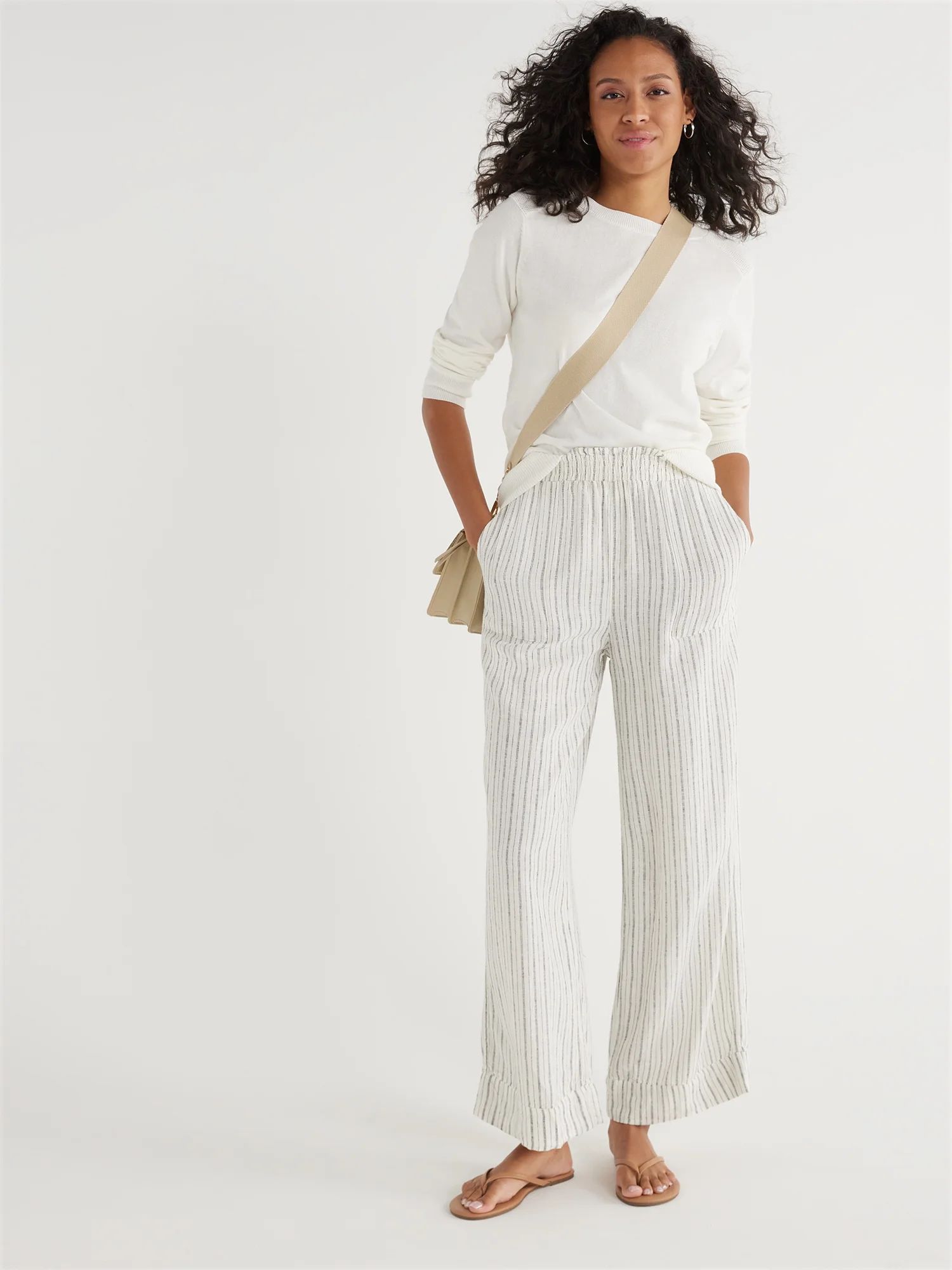 Time and Tru Women's Linen Blend Pants with Smocked Waist, 29" Inseam, Sizes XS-XXXL - Walmart.co... | Walmart (US)