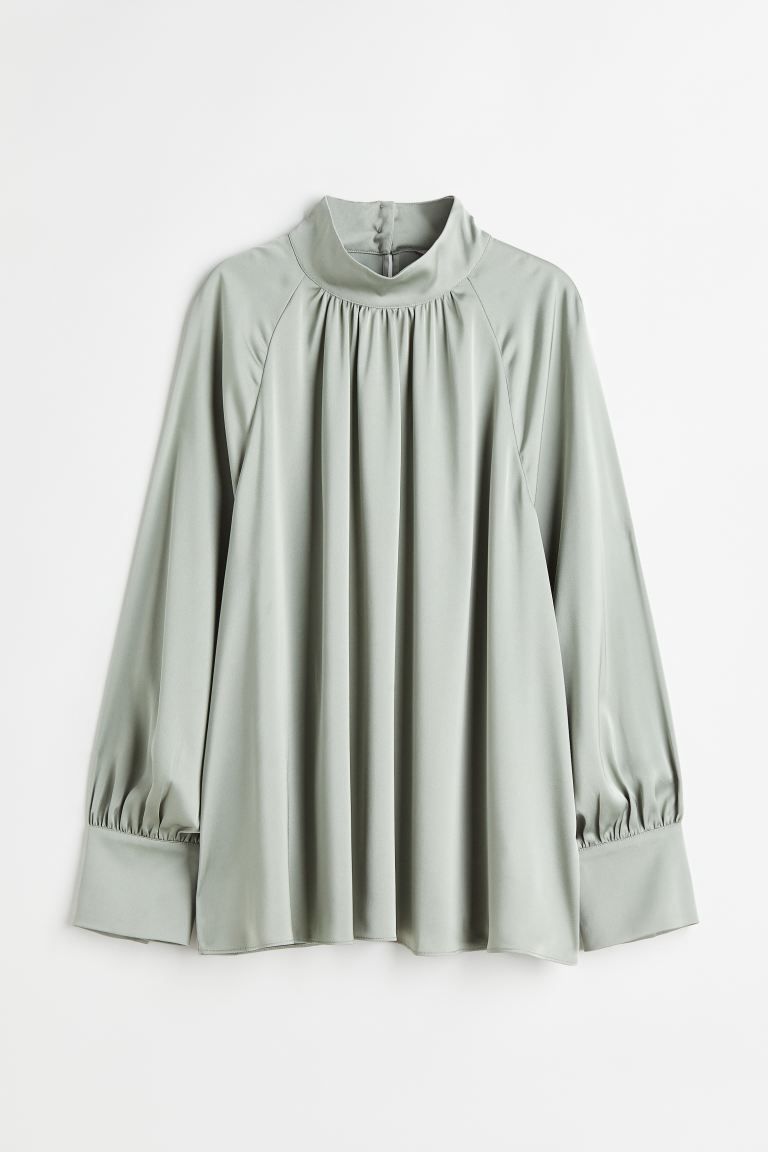 Balloon-sleeved Satin Blouse | H&M (US)