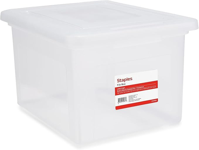 STAPLES Hanging File Folder Box, Storage Bin Organizer, Snap Lid, Letter & Legal Size Documents, ... | Amazon (US)