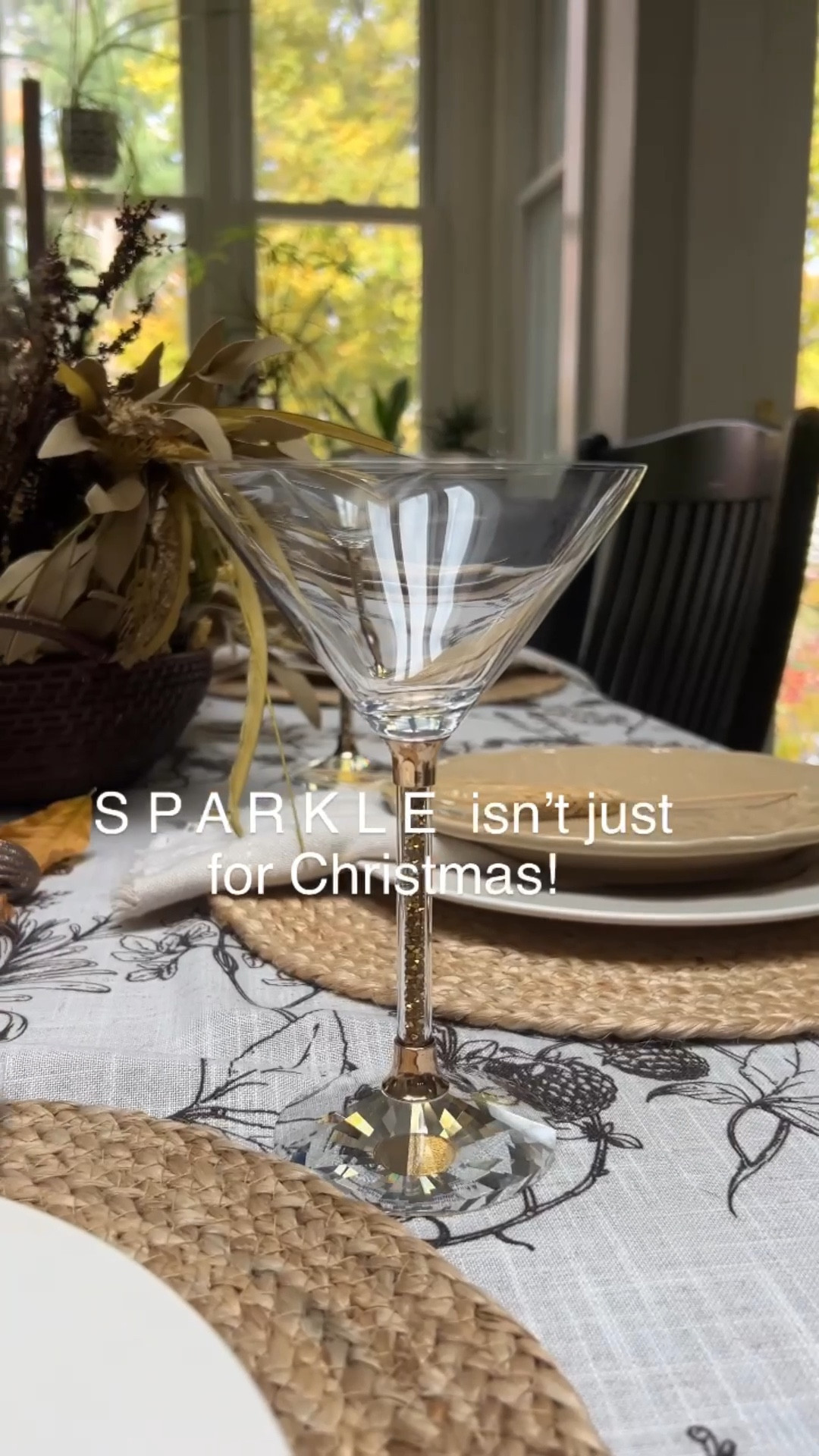 Who says we have to save all the sparkle for Christmas or the holidays? Loving these ✨ martini glasses on our golden harvest table in our kitchen.  So fun & festive & the perfect glass to share our pumpkin expresso or blackberry martinis in! 
What would you serve in these glasses? 

These glasses from @sparkleshome come in gold, rose, charcoal, and silver ~ use code KM20 to order yours! Would make a great gift! 
.
.
.
#holidaygiftideas #thanksgiving #holidaysparkle #holidaycocktails #martinitime #gifted #thanksgivingtablescape #signaturecocktail #kitchentable #followforrecipes #ltkhome #holidaytable #goldandbrown

#LTKHoliday #LTKHome #LTKGiftGuide