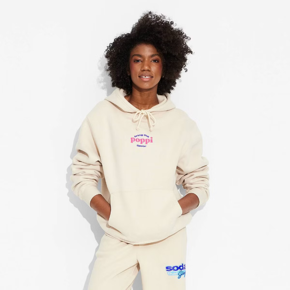 Adult Poppi Stay Juicy Graphic Hoodie Sweatshirt - Beige | Target