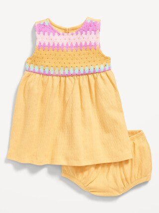 Sleeveless Crochet-Panel Dress and Shorts Set for Baby | Old Navy (US)