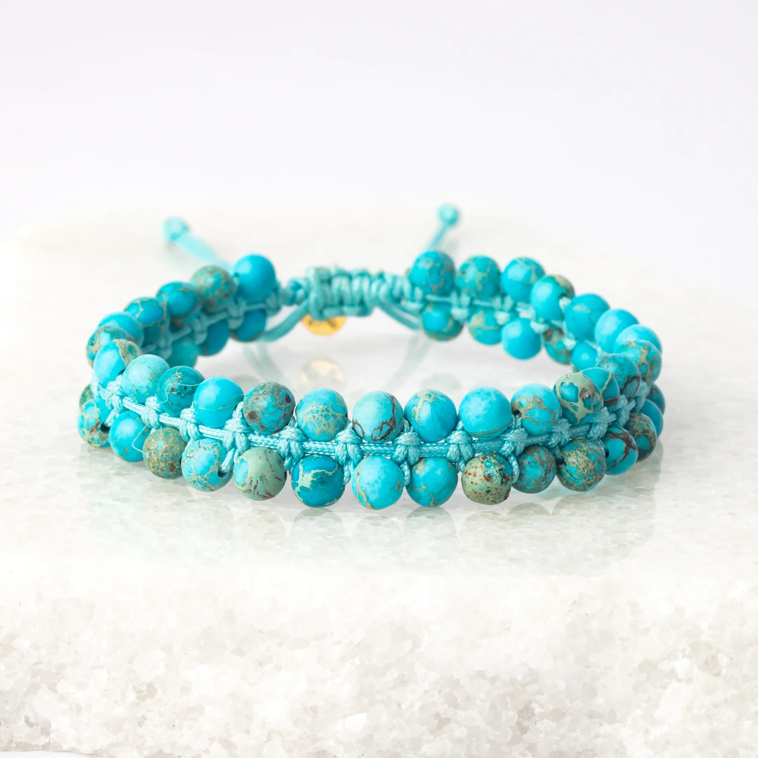 Wear Blue Handwoven Beaded Bracelet in Turquoise | Starfish Project