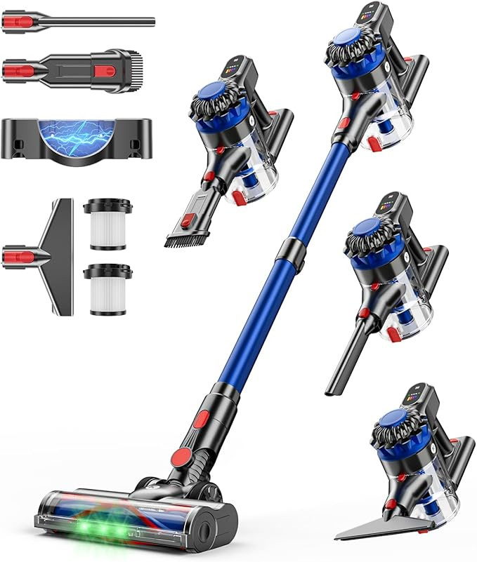 KARDV Cordless Vacuum Cleaner, 500W/40Kpa Vacuum Cleaners for Home, 60Mins Stick Vacuum with LED ... | Amazon (US)