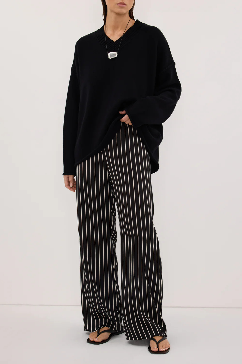 ADRIENNE BLACK SILK PANT | DISSH