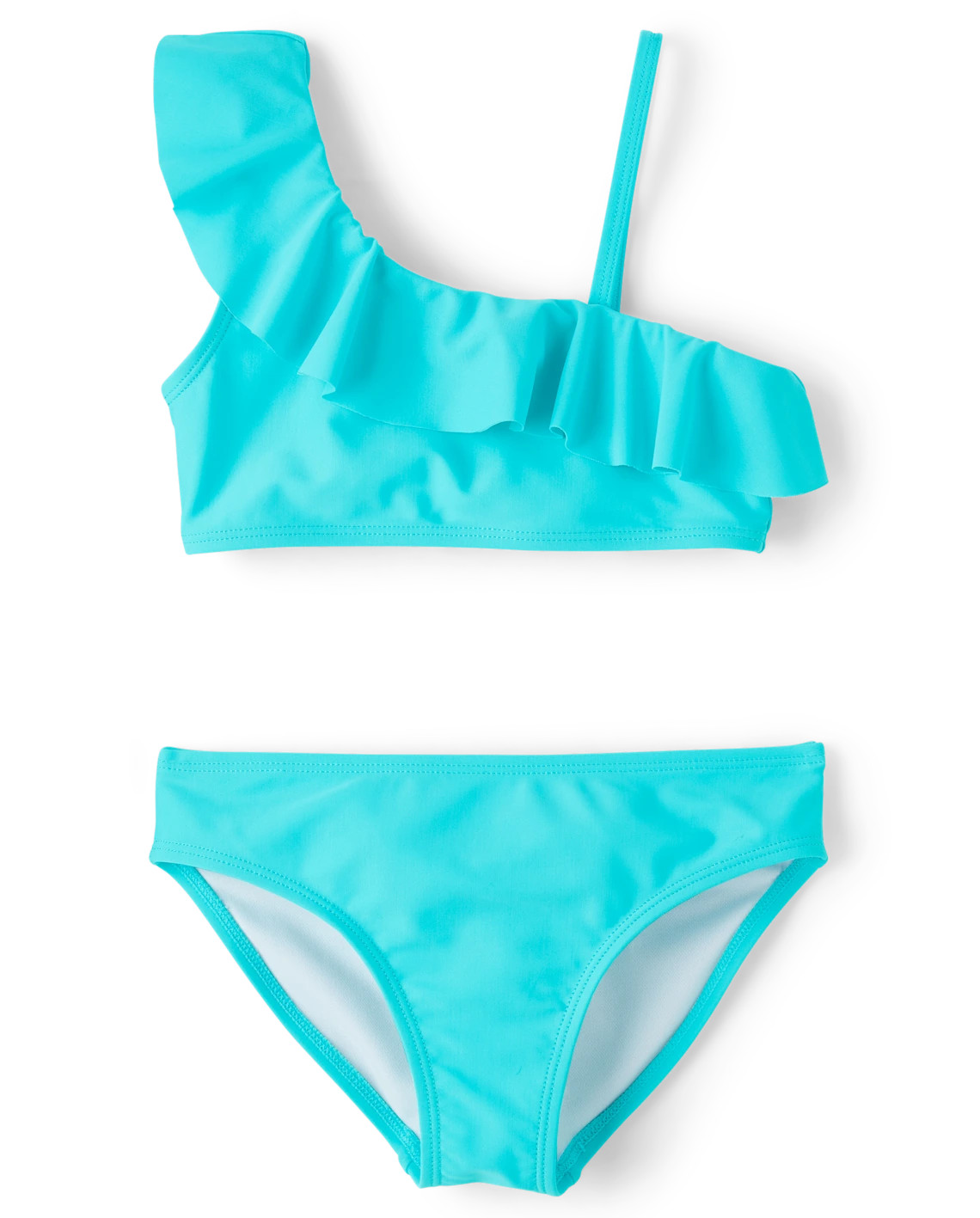 Girls Ruffle One Shoulder Bikini Swimsuit - blue | The Children's Place
