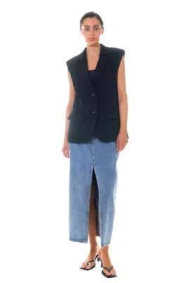 Grey Lab Women's Oversized Blazer Vest, Black, Large | Belk