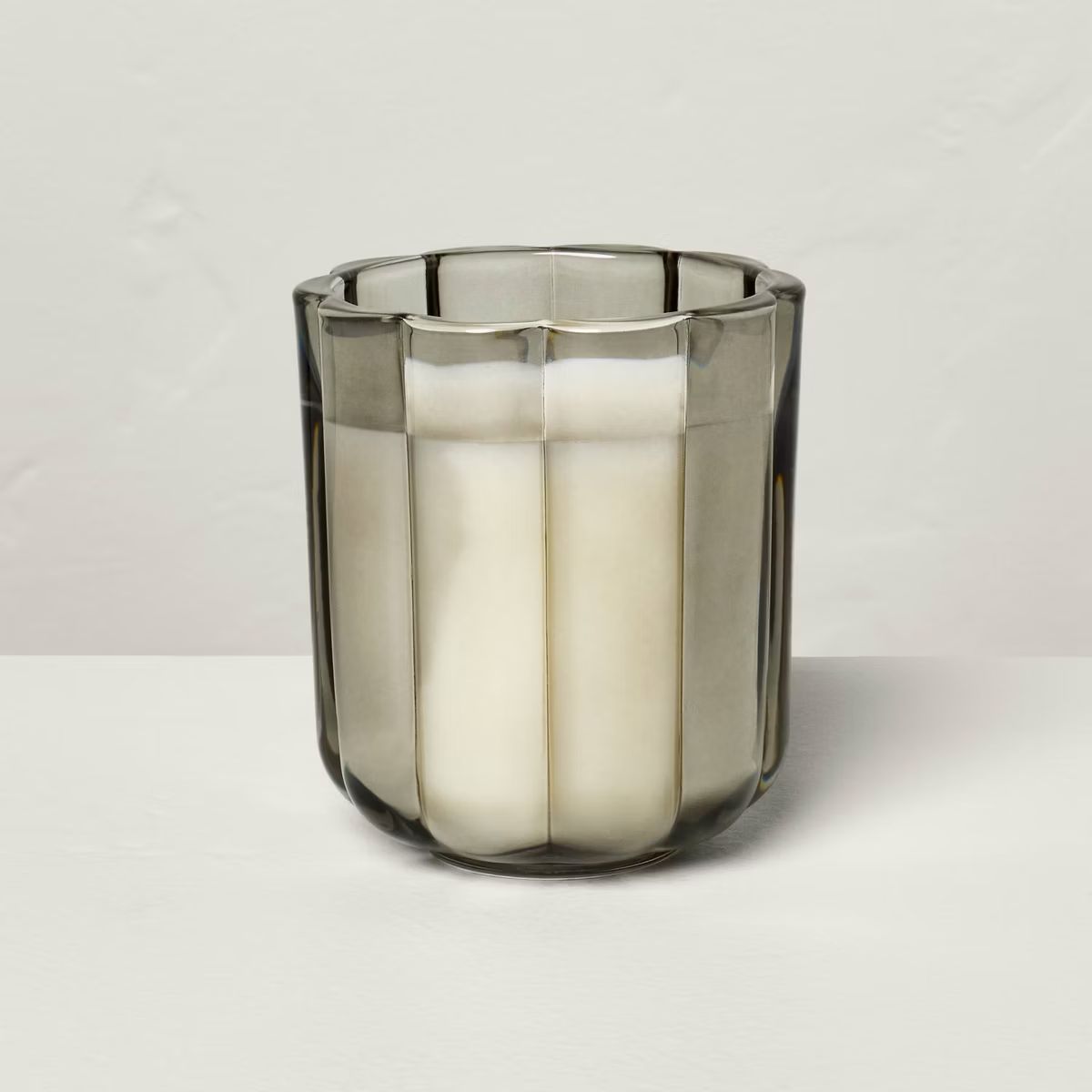 Tinted Glass Dried Eucalyptus Scalloped Jar Candle Gray - Hearth & Hand™ with Magnolia | Target