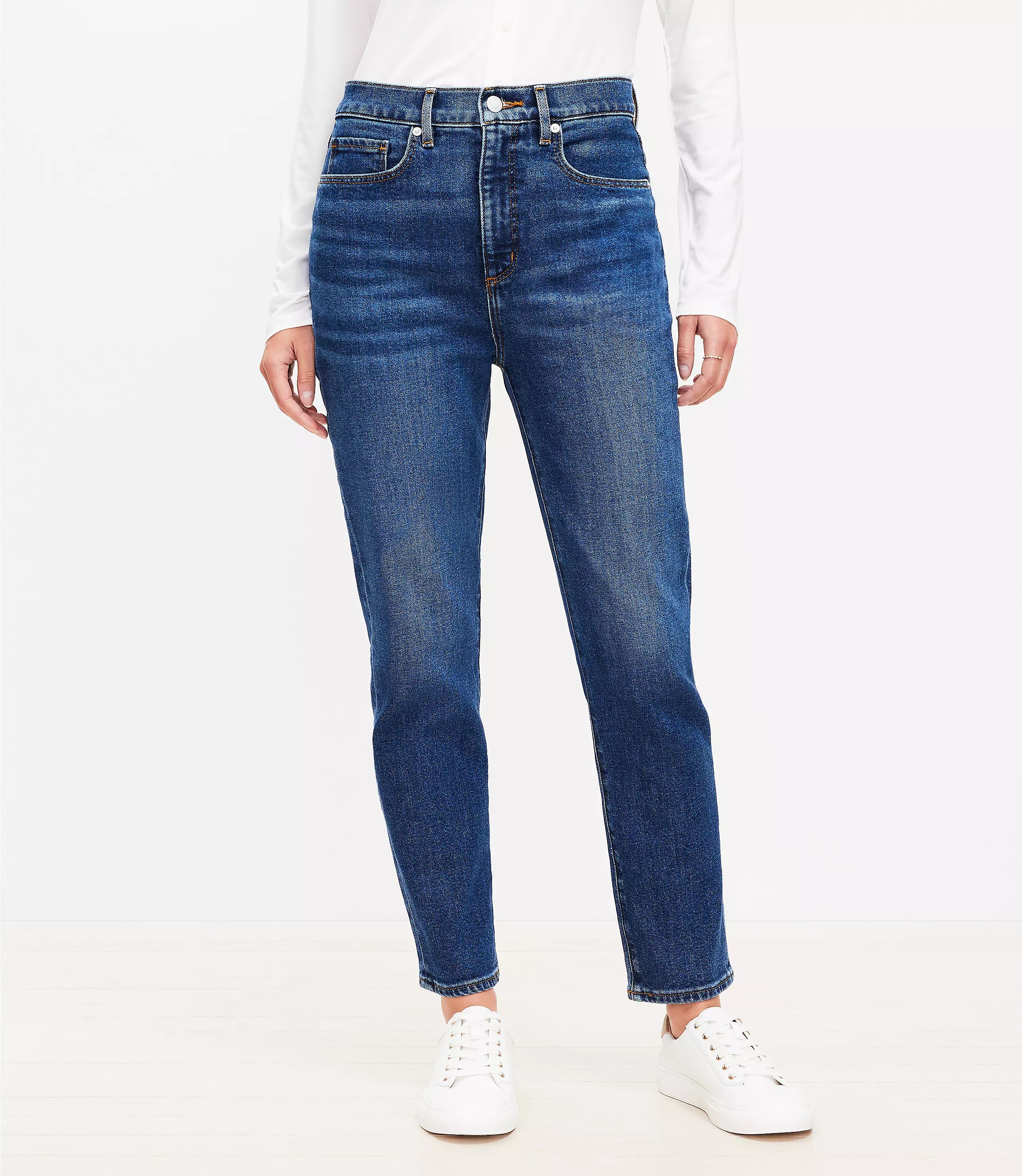 Curvy High Rise Slim Jeans in Dark Wash | LOFT