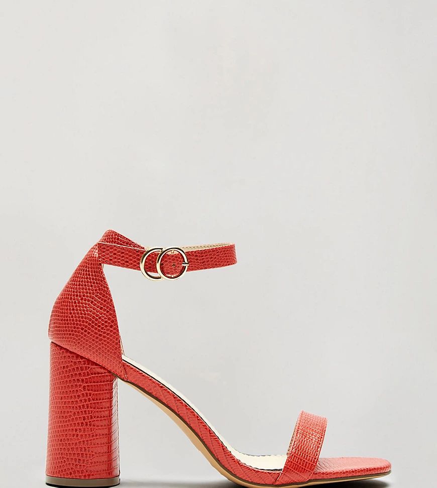 Miss Selfridge wide fit heeled shoes in red | ASOS (Global)