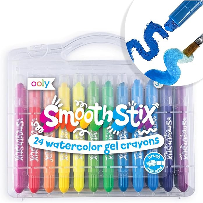 Ooly Smooth Stix Gel Crayons for Kids and Adults with Paint Brush - Set of 24 Watercolor Rainbow ... | Amazon (US)