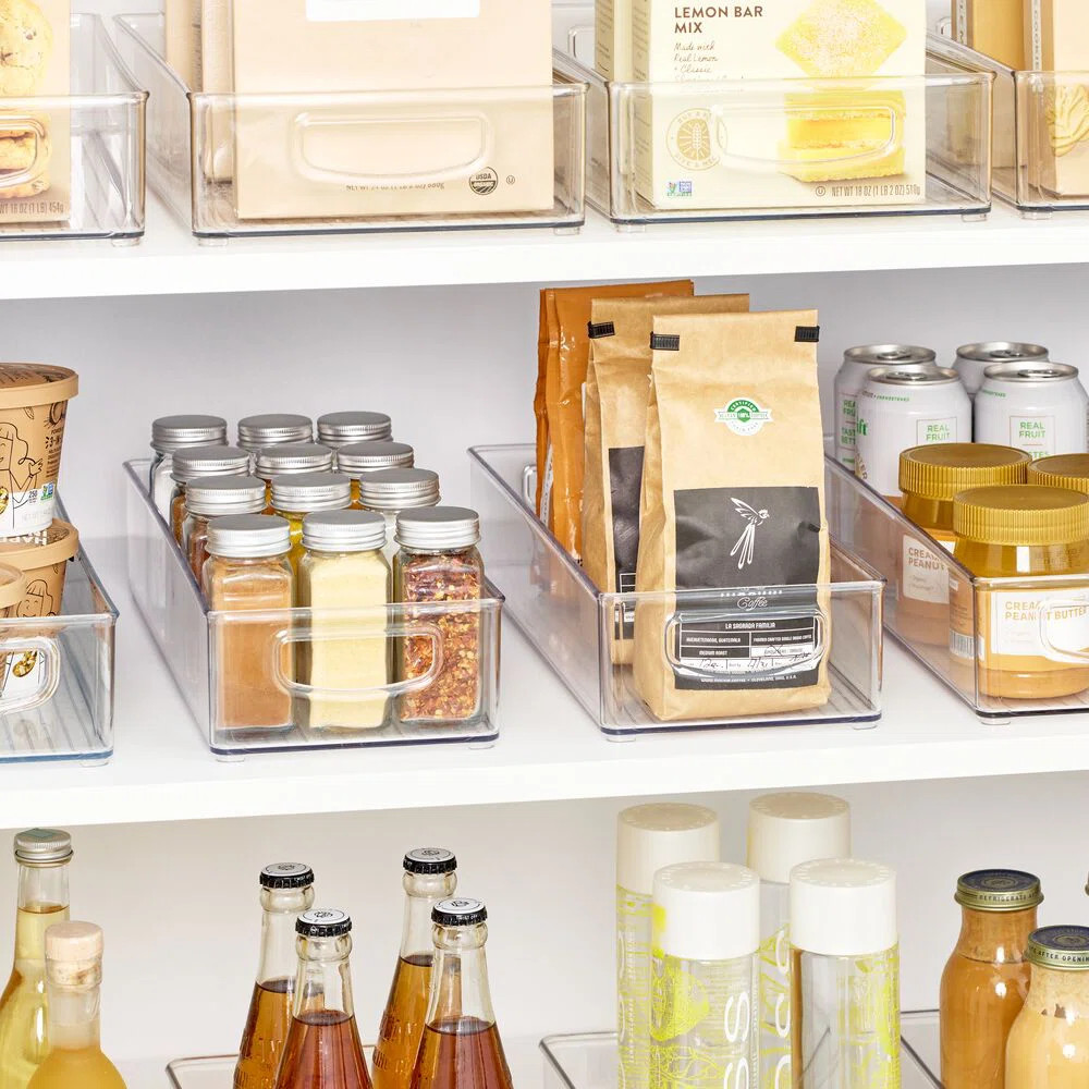 iDesign Plastic Stackable Pantry Bin with Handles - Set of 2 - Clear (Set of 2) | Wayfair North America