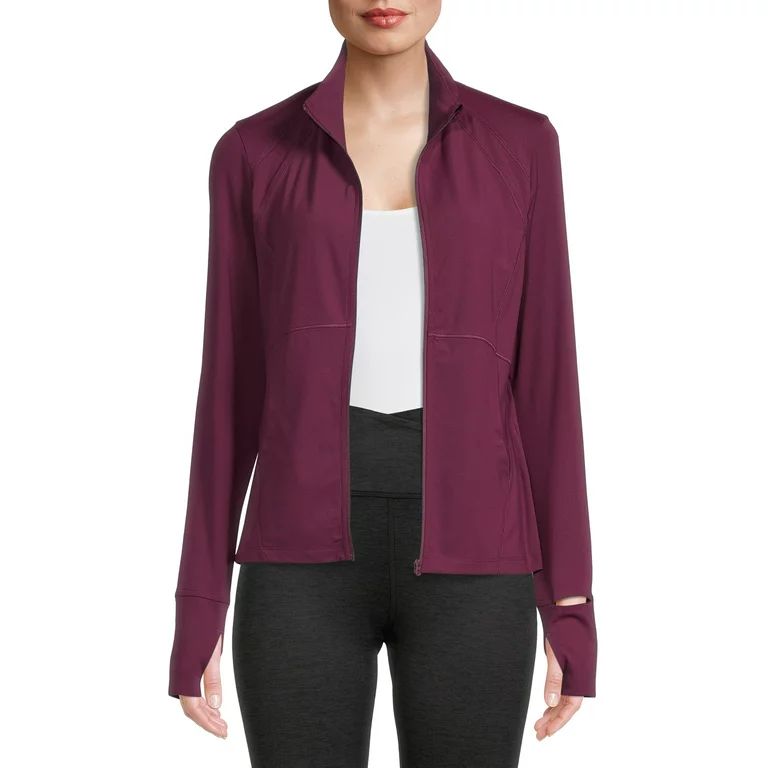 Avia Women's Active Full Zip Long Sleeve Jacket with Thumbholes and Sport Watch Opening | Walmart (US)