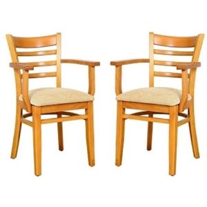 Home Square 2 Piece Ladderback Solid Wood Arm Chair Set in Cherry | Cymax