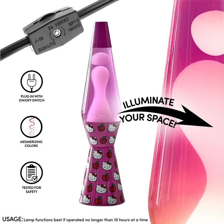 Hello Kitty 16" Lava Motion Volcano Lamp, Pink Wax in Pink Liquid - Walmart.com | Walmart (US)