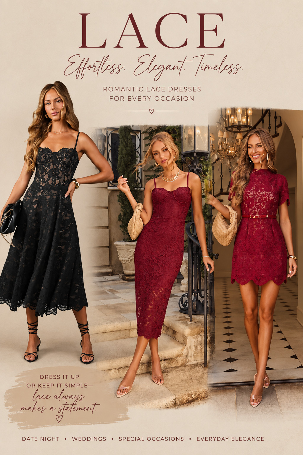 Lace is having a major moment, and these dresses prove why it's a wardrobe staple. Whether you're shopping for a wedding guest dress, date night outfit, bridal shower, cocktail party, or holiday event, these elegant black and burgundy lace styles are effortlessly chic. Dress them up with heels and statement jewelry or keep them classic with minimal accessories—they're timeless pieces you'll wear season after season.

Shop all of my favorite lace dresses through the link in my LTK and save this post for your next special occasion.


lace dress, black lace dress, burgundy lace dress, wedding guest dresses, cocktail dress, special occasion dress, elegant dresses, midi lace dress, date night dress, bridal shower outfit, holiday party dress, feminine fashion, classic style, fall fashion, timeless outfits


#LTKStyle #LTKFashion #LaceDress #WeddingGuestDress #DateNightStyle #CocktailDress #SpecialOccasionDress #FallFashion #HolidayStyle #ClassicStyle #FeminineFashion #StyleInspiration #ElegantOutfits #OutfitIdeas #LTKFinds 

 