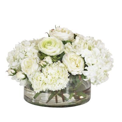 Hydrangea & Snowball in Clear Vase | Frontgate | Frontgate