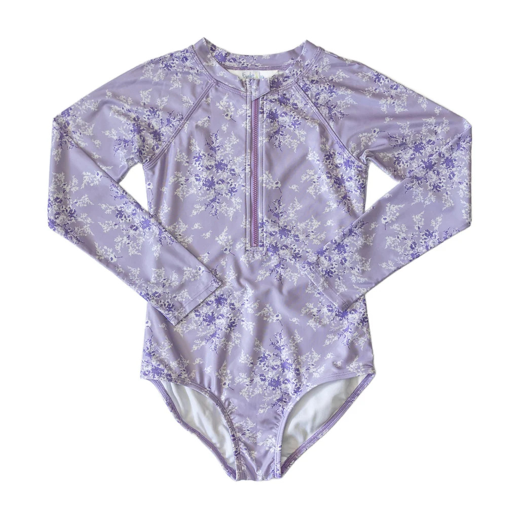 SAMPLE Rashguard Girls Swimsuit - Vintage Lavender Size8 and 10 | Eyelet & Ivy