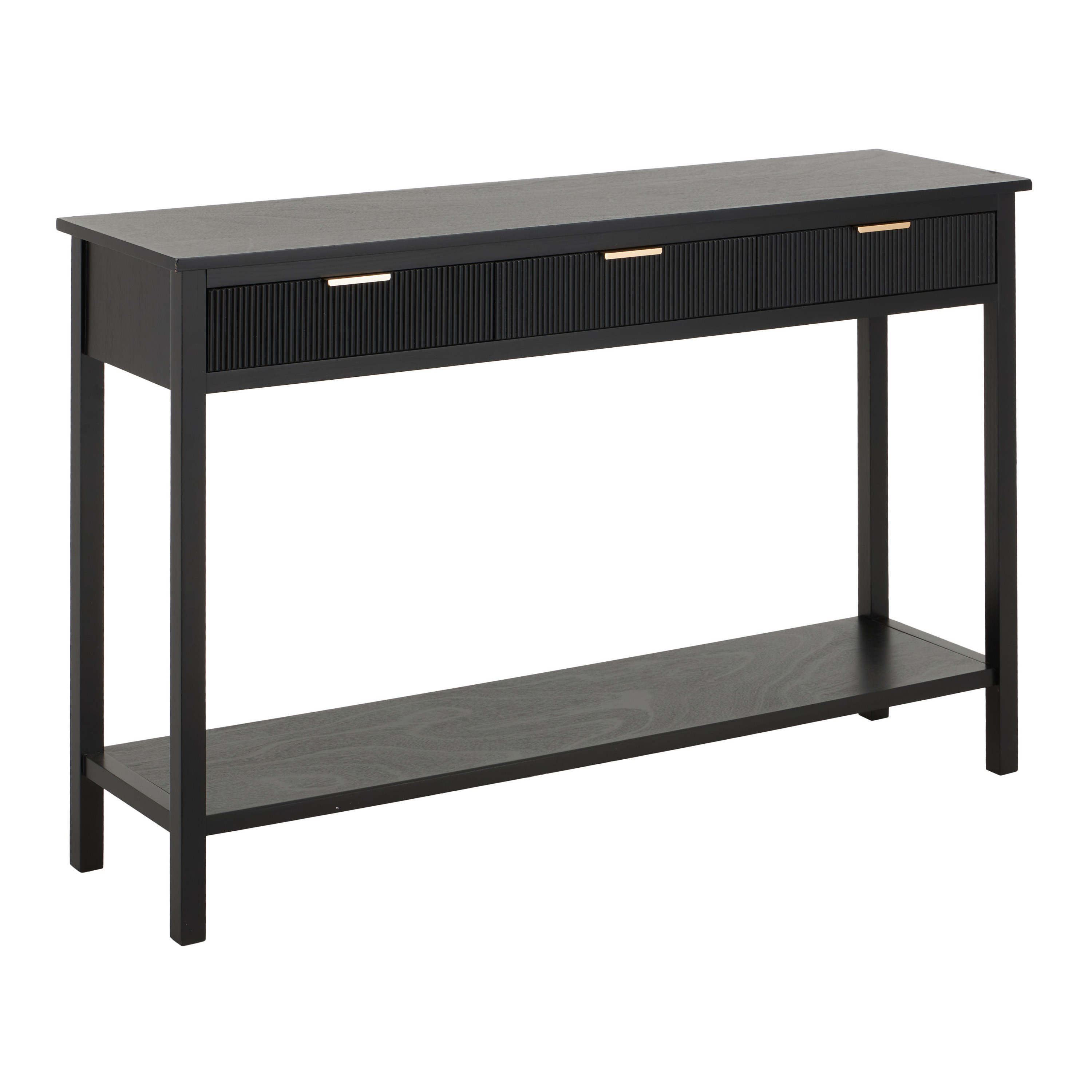 Marlowe Black Wood Fluted Console Table with Drawers | World Market