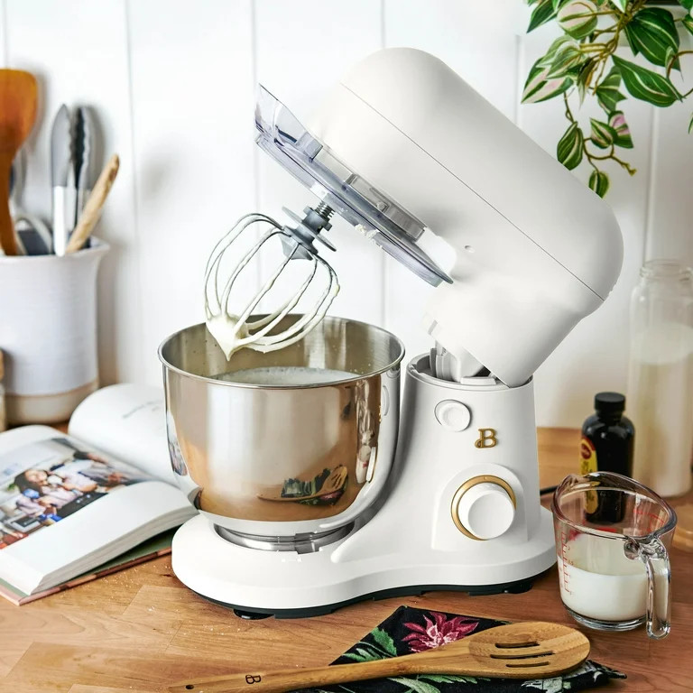 Beautiful 3.5 Qt Stand Mixer, White Icing with Flat Beater, Dough Hook, Balloon Whisk | Walmart (US)