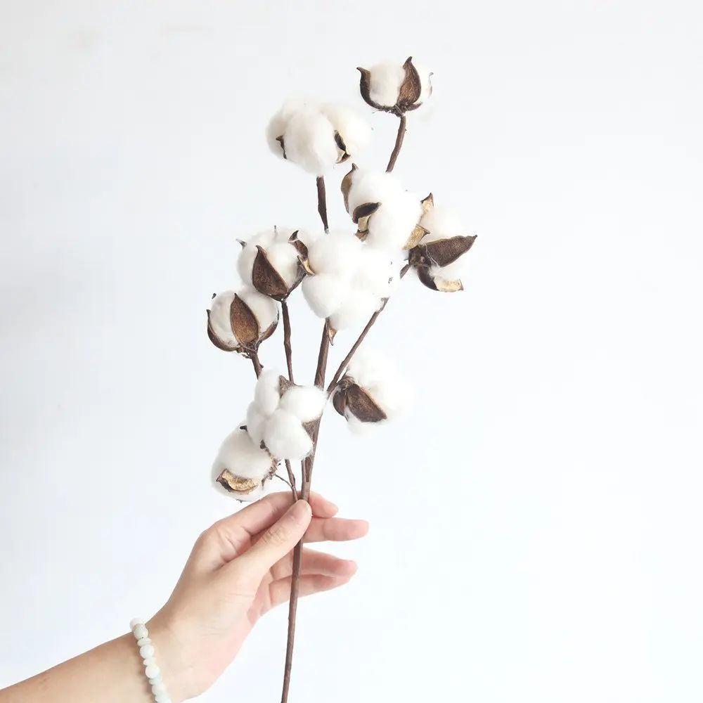 Dried Cotton Stems Farmhouse Style Artificial Flower Filler | Rosegal US