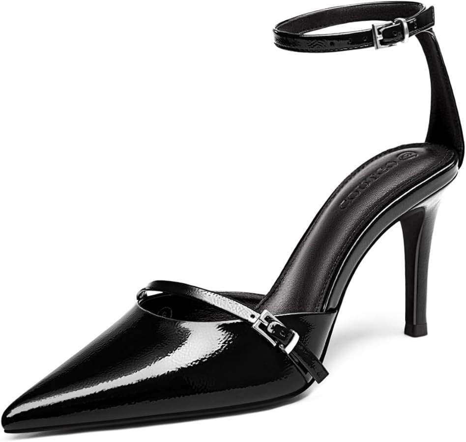 Coutgo Womens High Heels Closed Pointed Toe Ankle Buckle Strap Sexy Pumps Wedding Party Dress Sho... | Amazon (US)