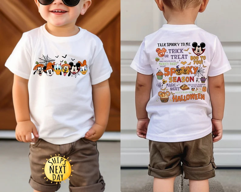 Talk Spooky to Me Front and Back Kids Shirt, Mickey and Friends Halloween Toddler Shirt,spooky Di... | Etsy (US)