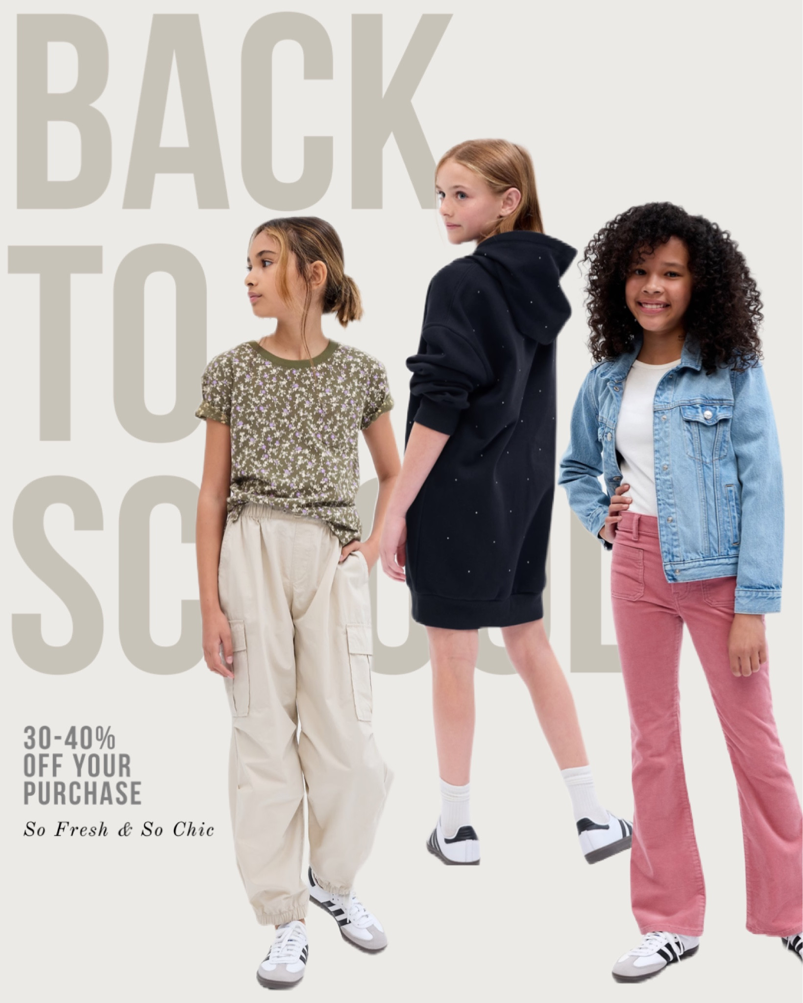 Tween girls back to school style!
-
Back to school outfits tween girl - girls back to school looks - pink flared corduroy jeans girls - denim jacket tween girls - relaxed joggers tween girl - hoodie dress girls - sweatshirt dress girls - black and white sneakers girls - affordable back to school outfit ideas - girls floral t shirt - Gap Kids back to school outfits 

#LTKkids #LTKsalealert #LTKBacktoSchool