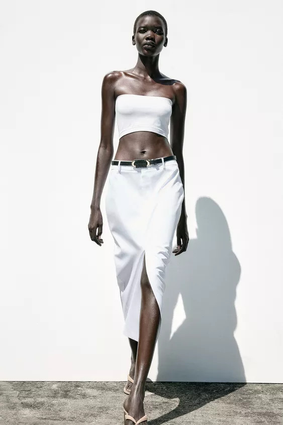 BELTED STRAIGHT MIDI SKIRT | Zara UK