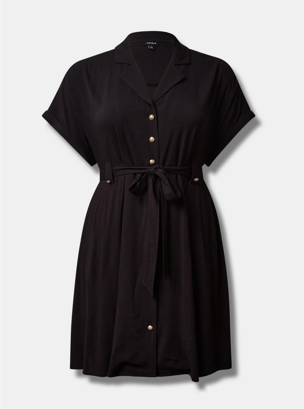 Rayon Slub Button-Front Collared Dress | Torrid (US & Canada)