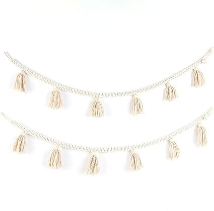 BlueMake 2 Pack Macrame Woven Tassel Garland Belly Basket Decorative Wall Hangings for Boho Home ... | Amazon (US)