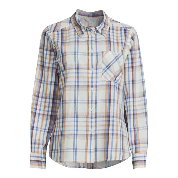 Time and Tru Women's Button Down Flannel Shirt, Sizes XS-3XL | Walmart (US)