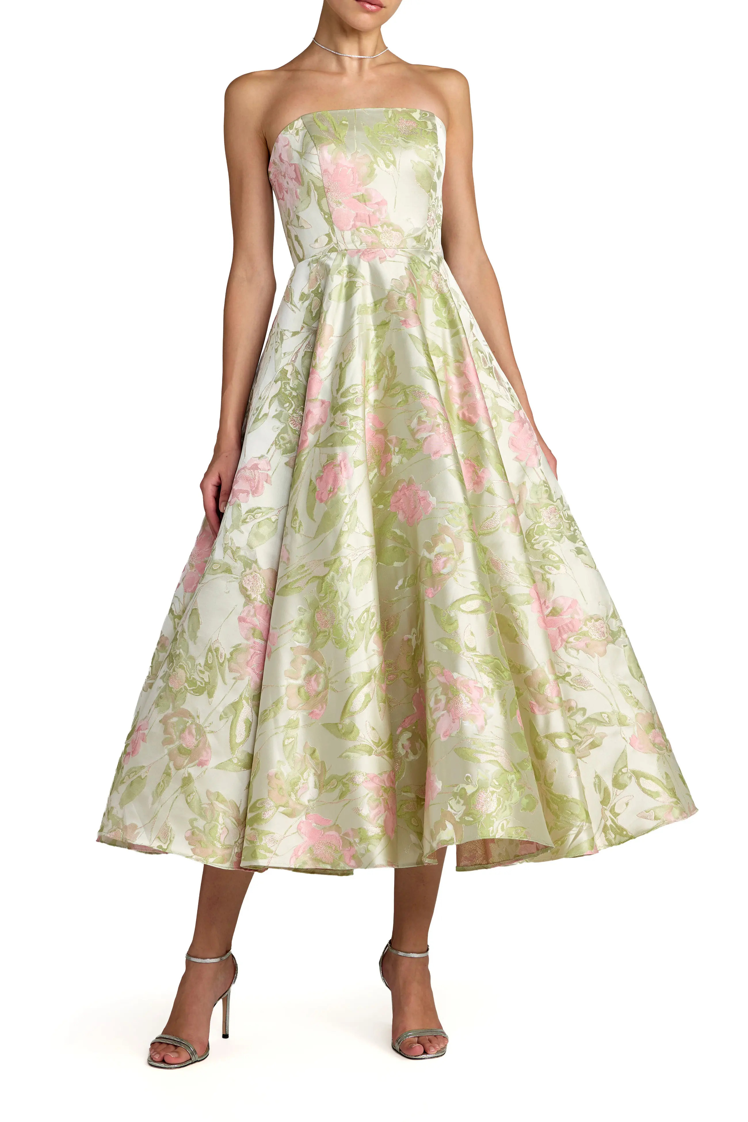 Floral Strapless A-Line Midi Dress (Women) | Nordstrom | Nordstrom