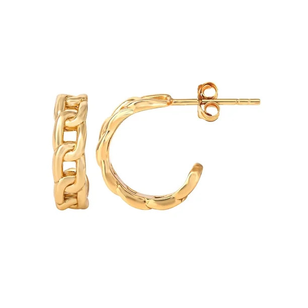 JS Jessica Simpson Women’s Gold Plated Sterling Silver Chain Hoop Earrings - Walmart.com | Walmart (US)