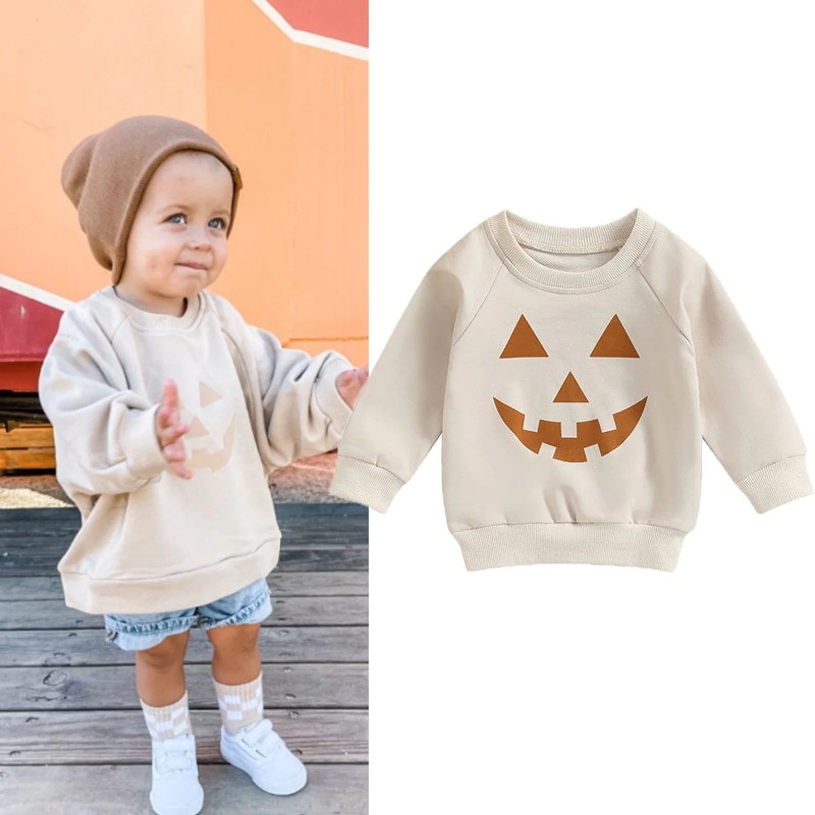 Little Pumpkin Baby Toddler Shirt, Natural Fall Baby Pullover, Cute Fall Shirt, Pumpkin Face Baby... | Etsy (US)