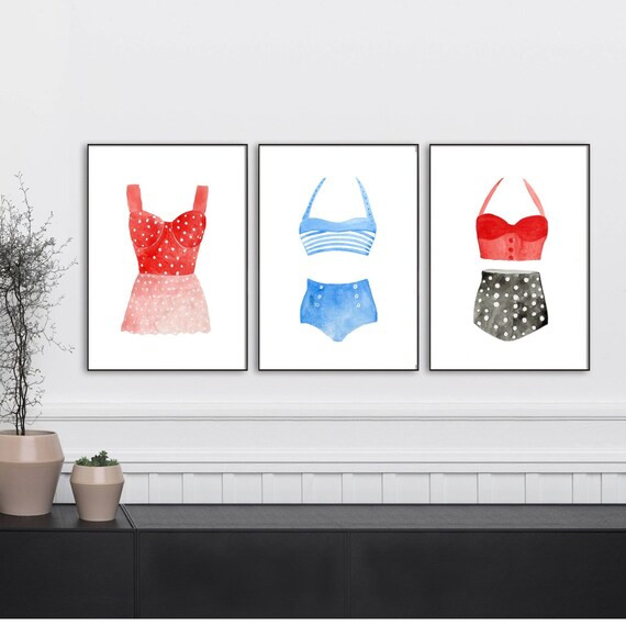 Vintage Swimsuit Watercolor Set  Swimsuit Art Bathing Suit | Etsy | Etsy (US)