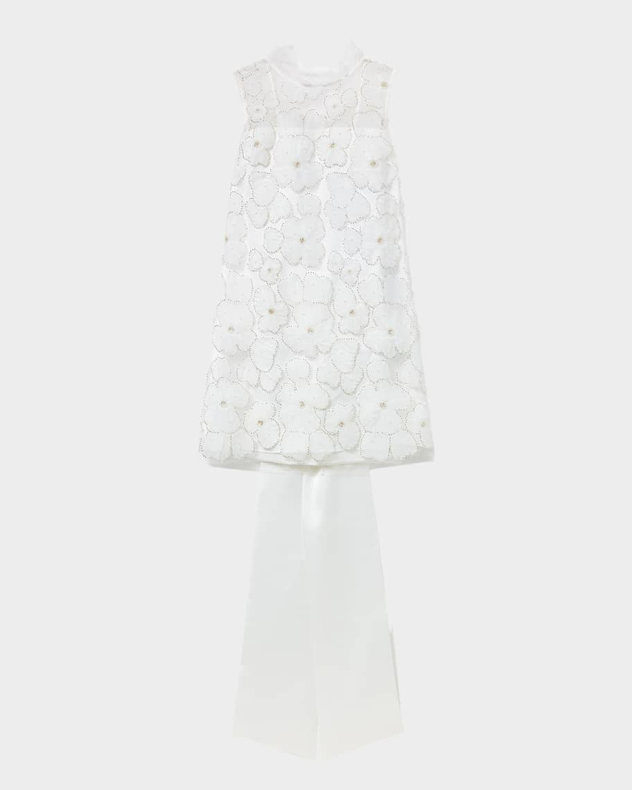 Self-Portrait Embellished Tulle Satin Bow Mini Dress | Neiman Marcus