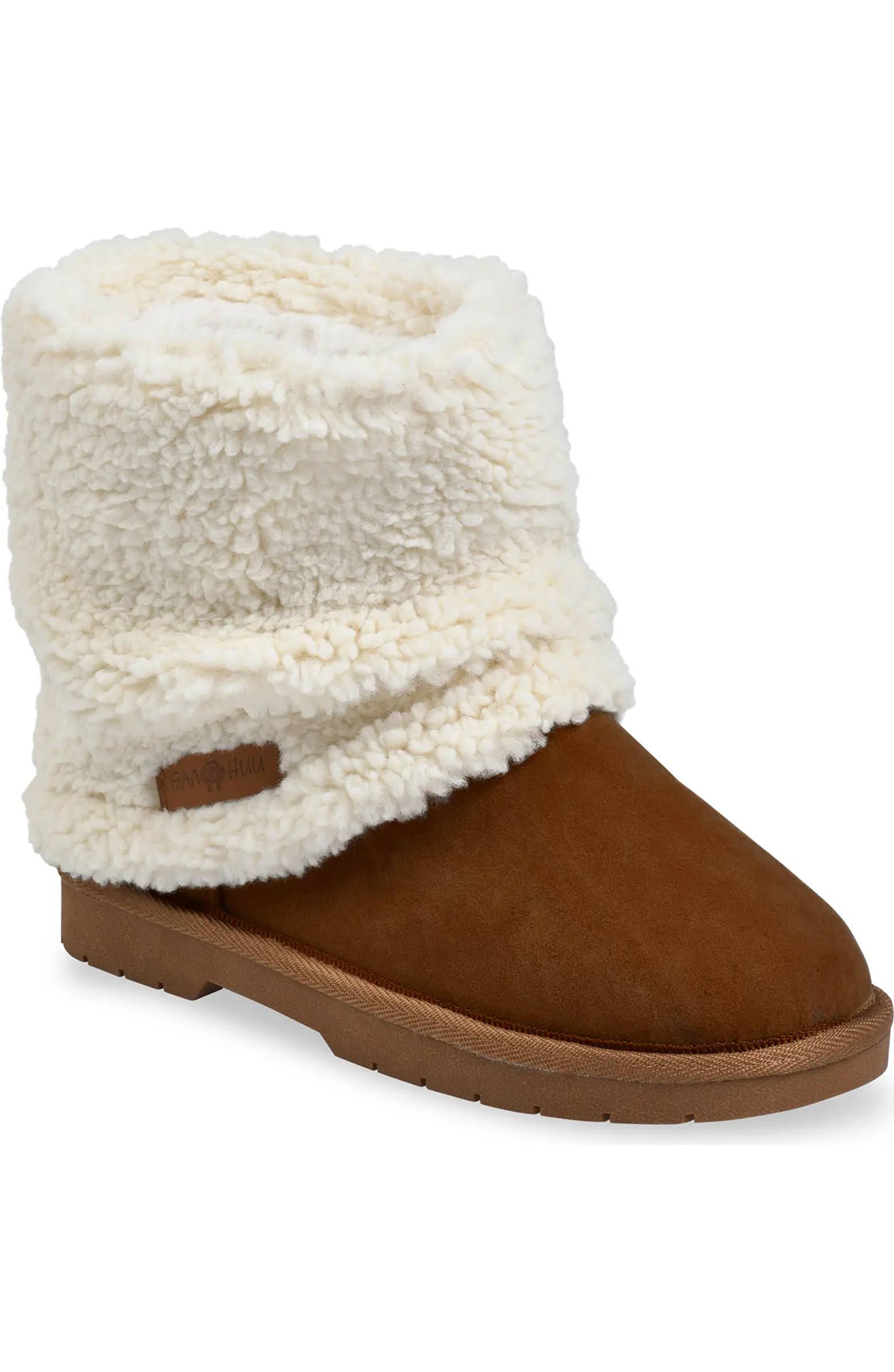 GAAHUU Berber Faux Shearling Cuff Faux Suede Ankle Boot (Women) | Nordstromrack | Nordstrom Rack