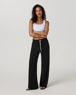 Vuori Halo Essential Wideleg | Black Heather | XS, Size Extra Small | Vuori Clothing (US & Canada)