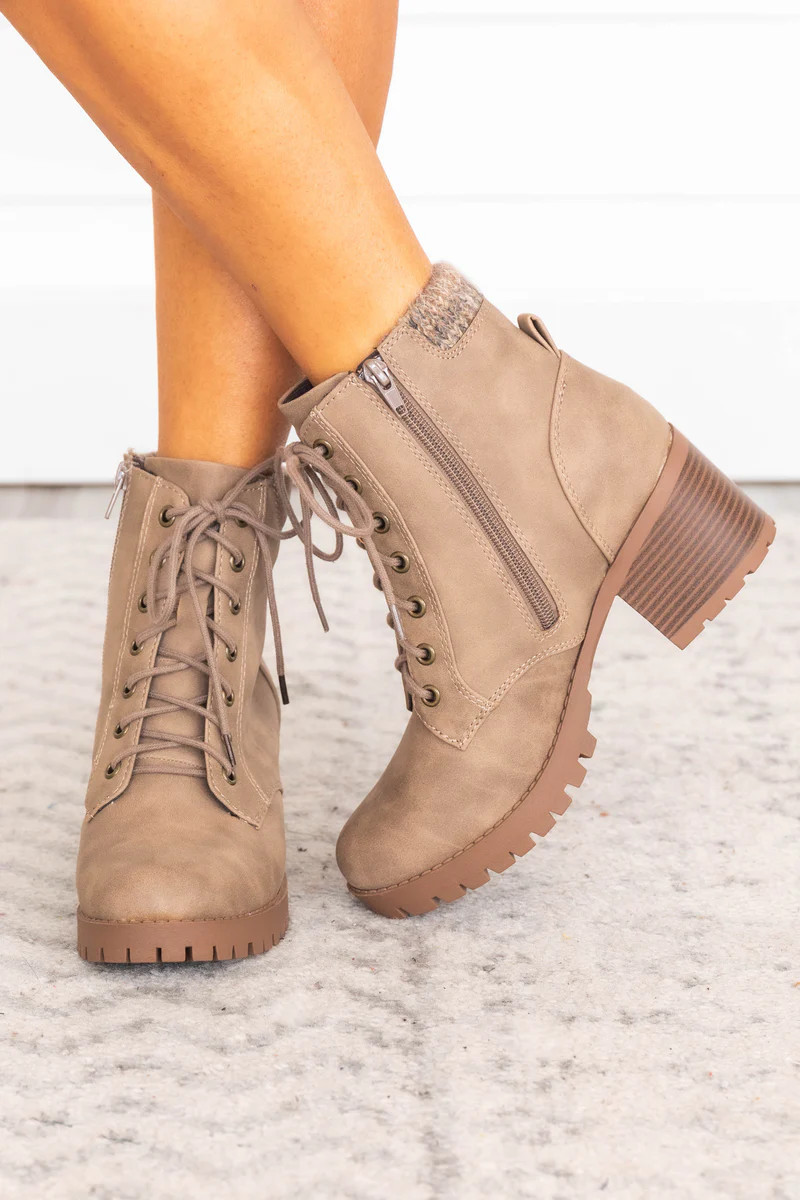Ruth Taupe Booties | The Pink Lily Boutique