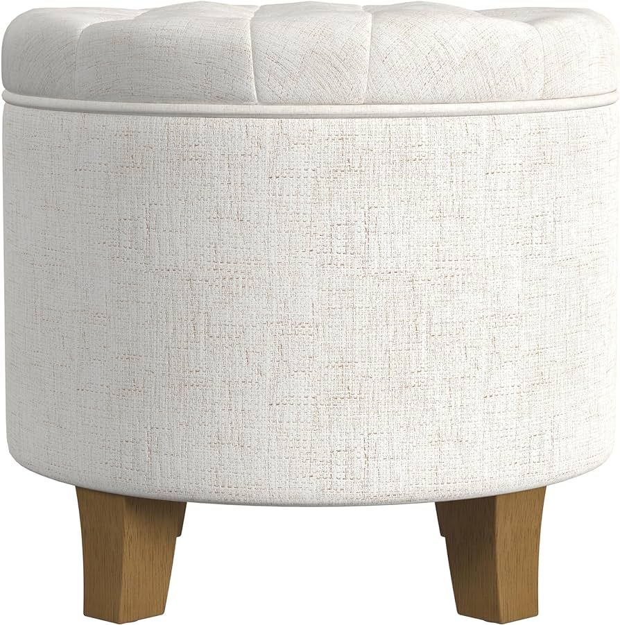 HomePop Home Decor | Upholstered Round Tufted Foot Rest Ottoman | Ottoman with Storage for Living... | Amazon (US)