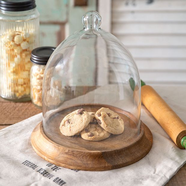 Glass Bell Cloche With Wooden Base | Antique Farm House