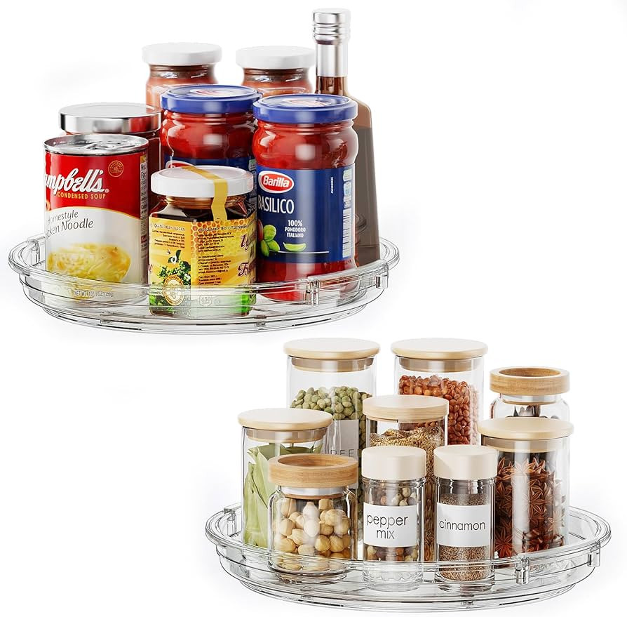 LAMU 2 Pack Lazy Susan Organizer 9.25 inch Turntable for Cabinet, Kitchen, Pantry, Fridge, Bathro... | Amazon (US)