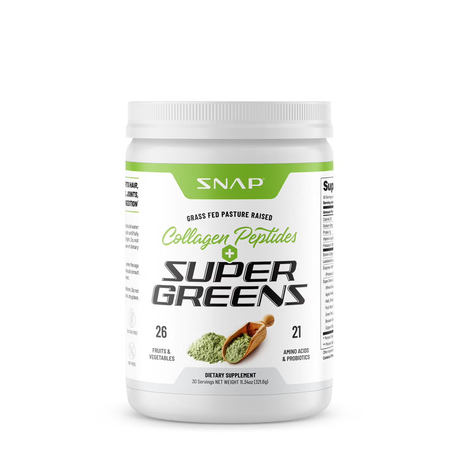 SNAP Supplements Collagen Peptides + Super Greens Dietary Supplement - 11.34 Oz. (30 Servings) | GNC